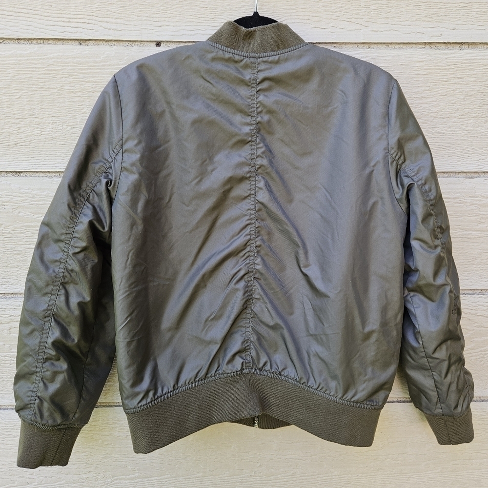 American Eagle reversible bomber jacket army green cream brown sherpa medium - Picture 4 of 9